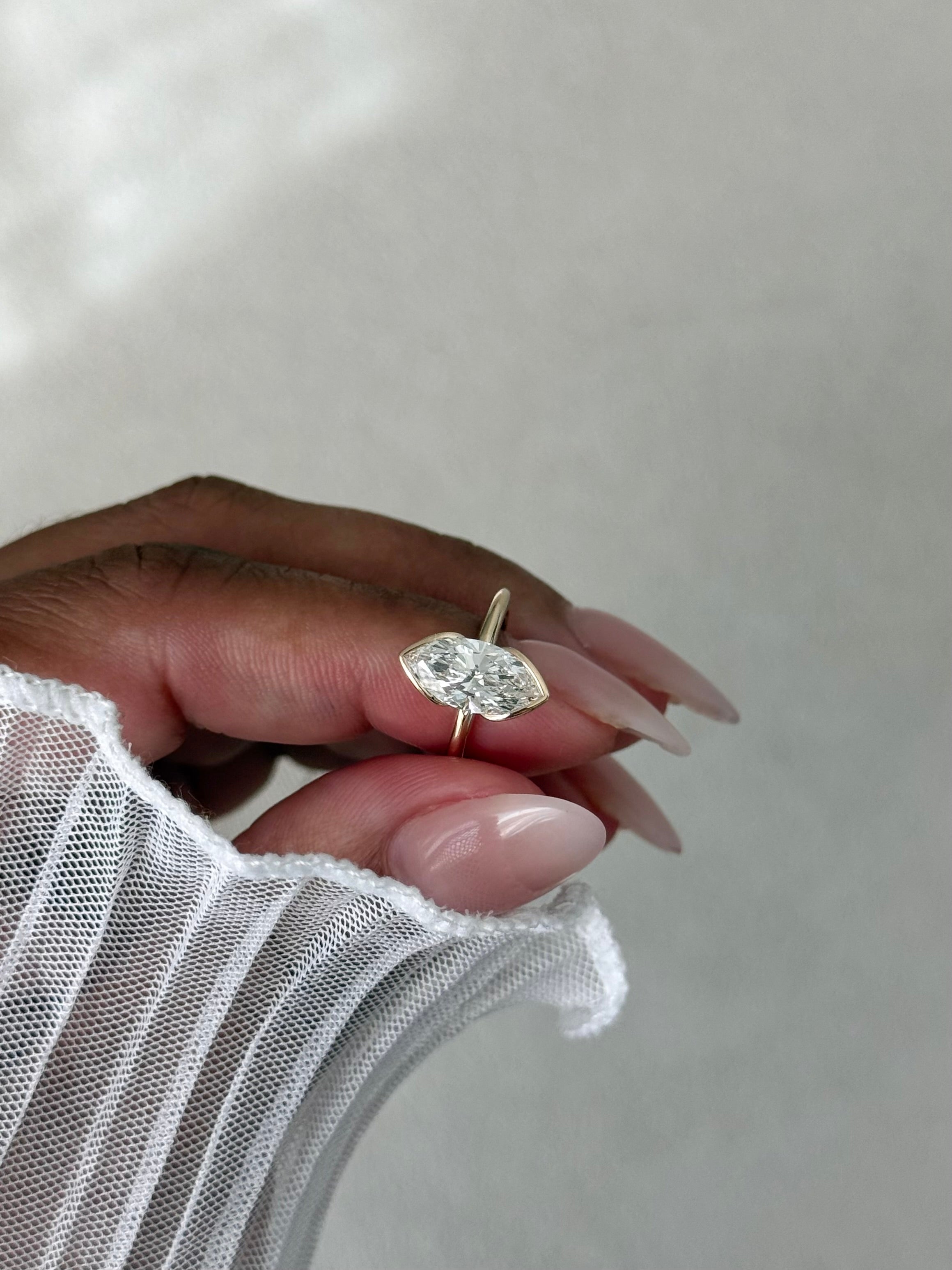 The Harlow: Half-Bezel Hexagon-Cut Lab Diamond Ring