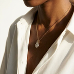 Modern Half Bezel Lab Diamond Pendant Necklace