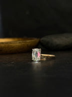 2.5CT Antique Cushion Cut Lab Diamond Two-Tone Solitaire Ring