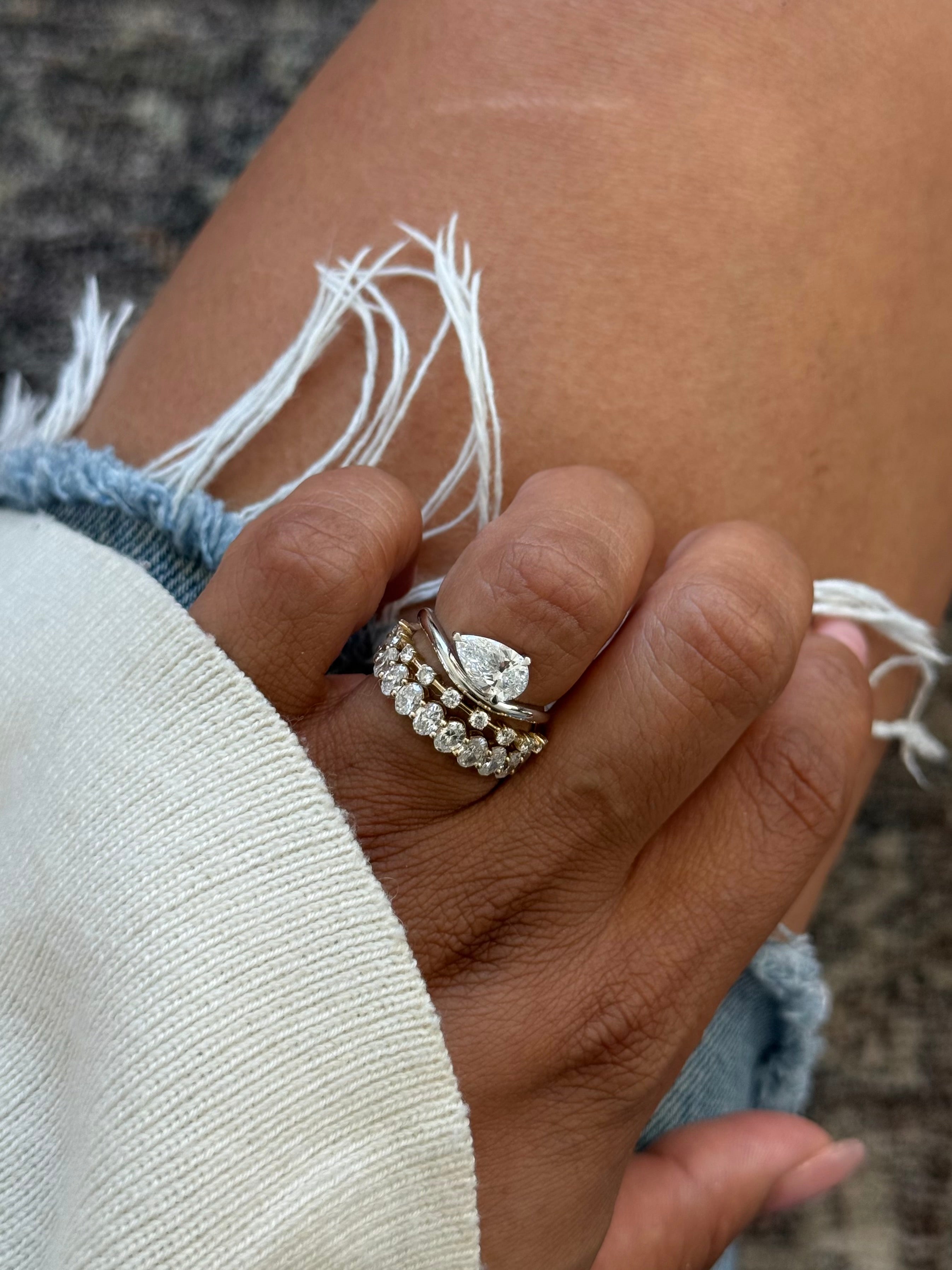 Sample—The Cove: Pear-Cut Lab Diamond Wavy Ring