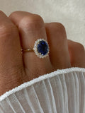 The Duchess: Lady Diana Inspired Lab Sapphire and Lab Diamond Halo Ring