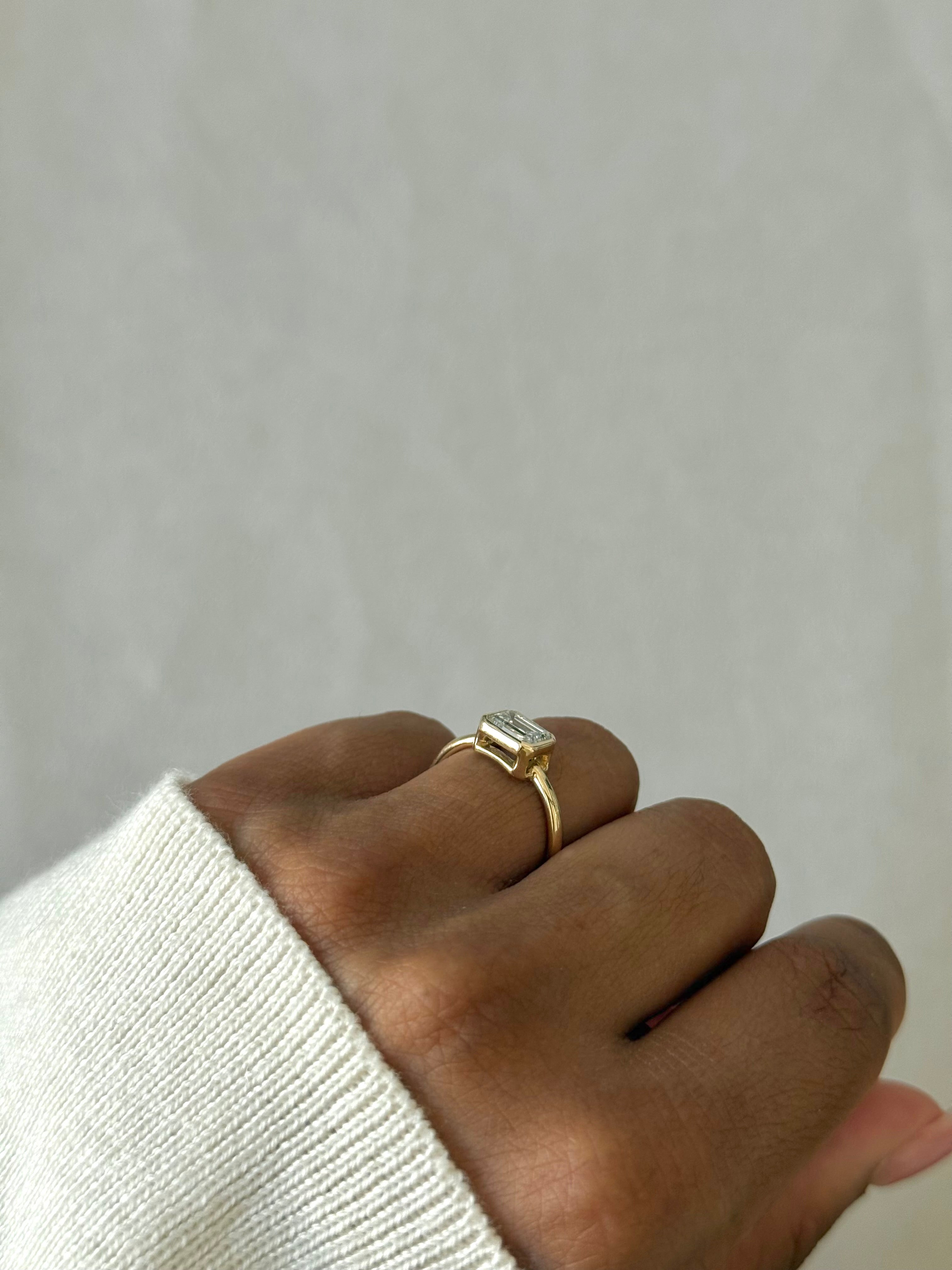 Sample—The Sloane: Emerald-Cut Full Bezel Lab Diamond Ring