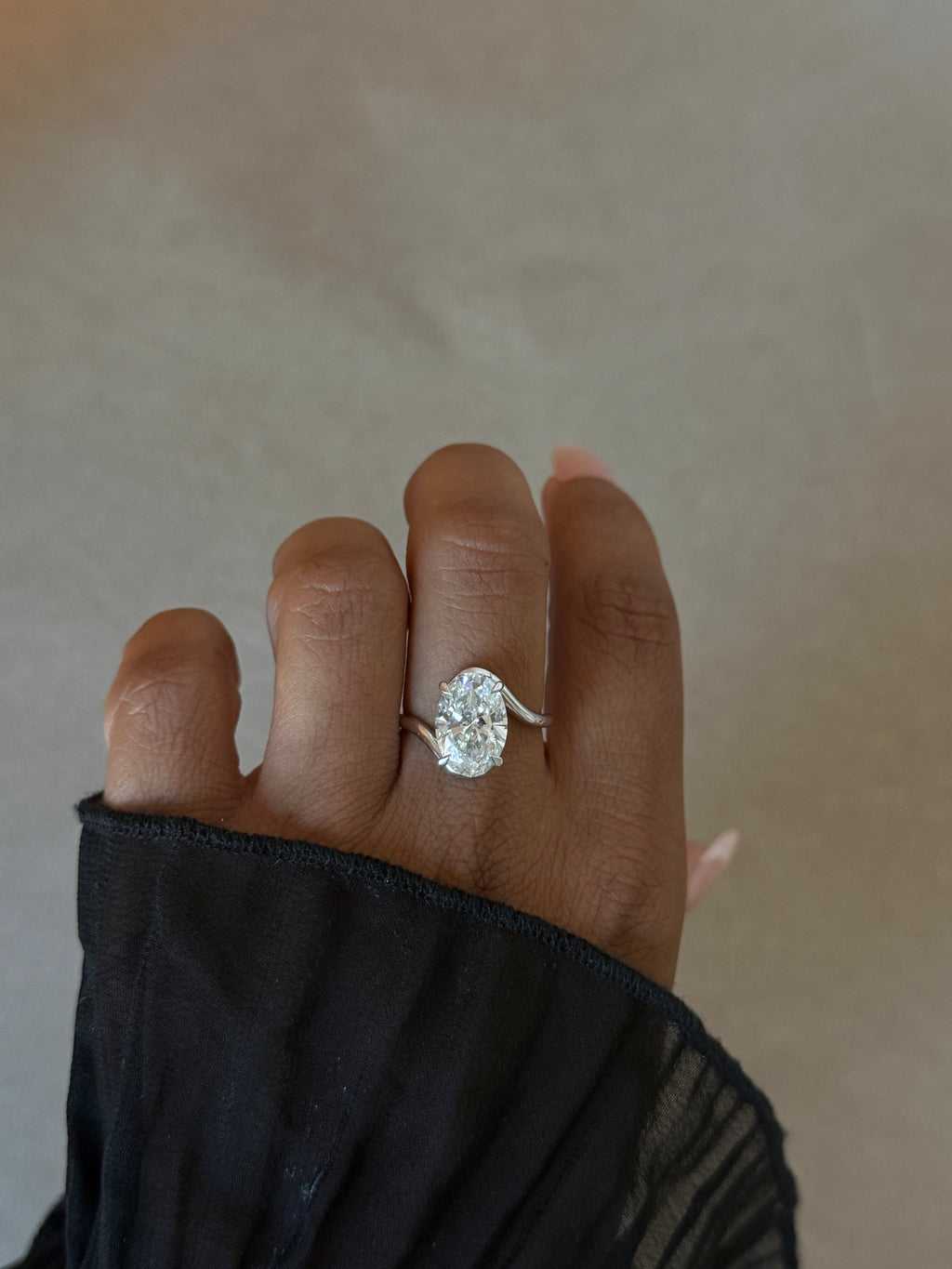 The Elara Bypass Ring: Oval Lab Diamond Bypass Engagement Ring