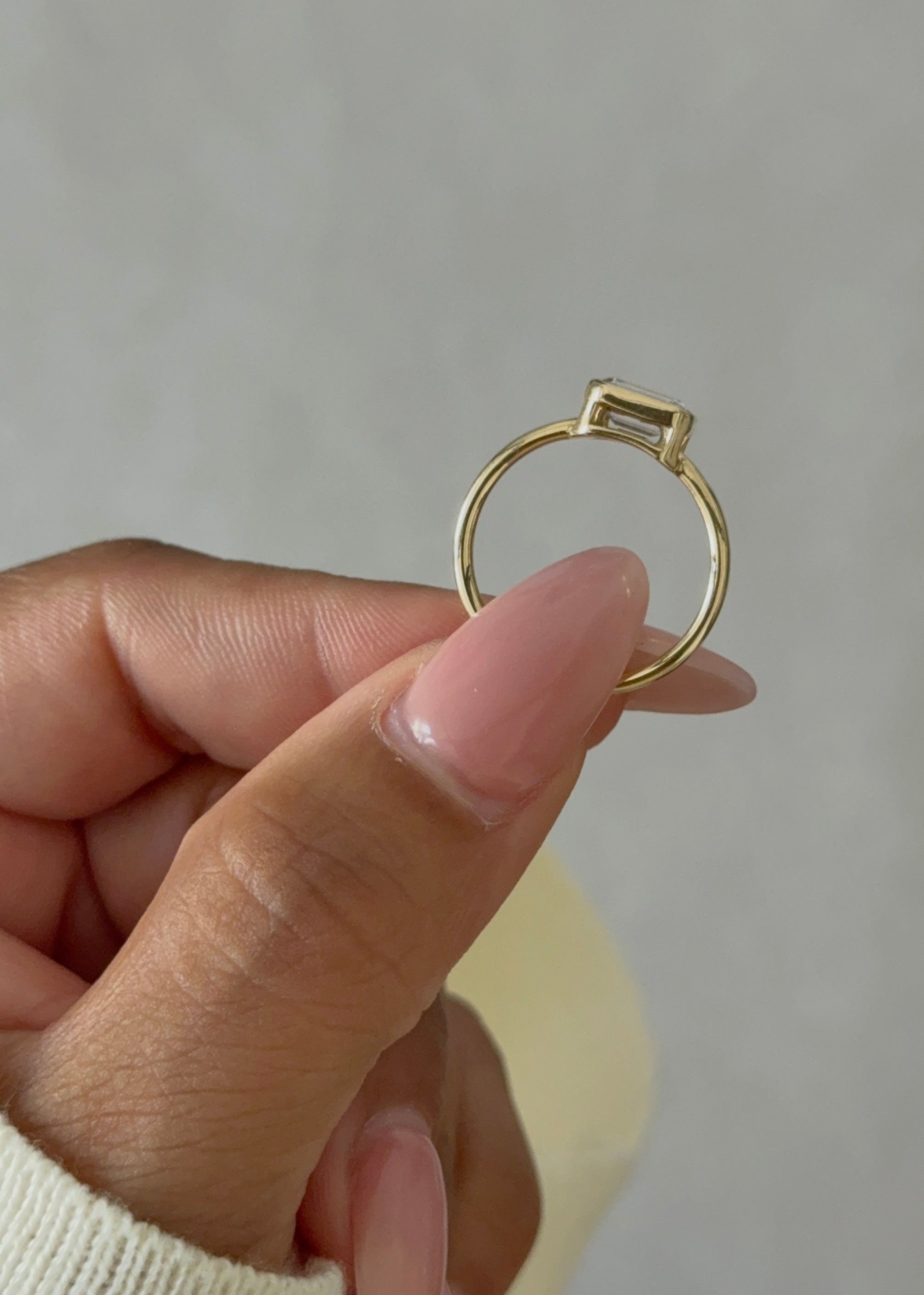 Sample—The Sloane: Emerald-Cut Full Bezel Lab Diamond Ring