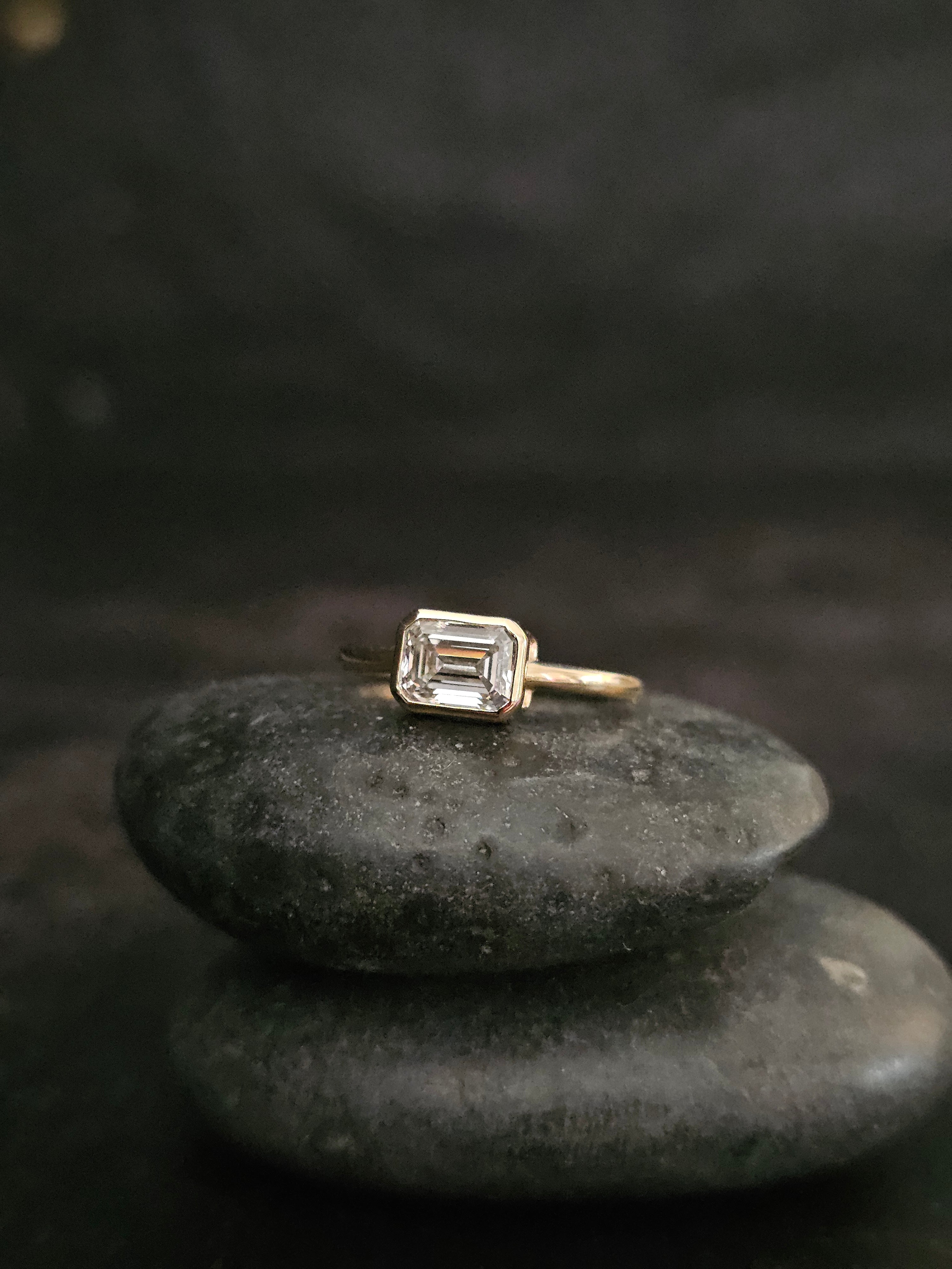 Sample—The Sloane: Emerald-Cut Full Bezel Lab Diamond Ring