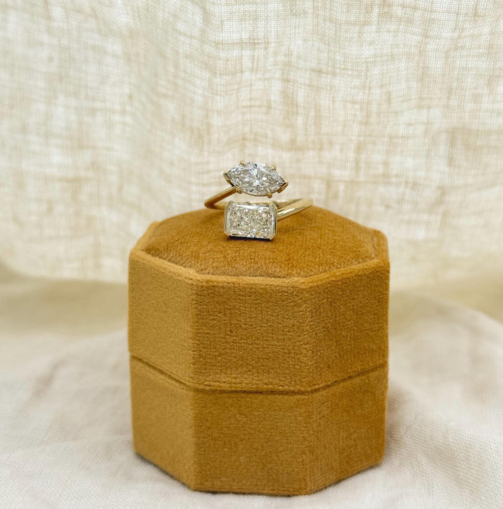 The Tamsin: 3CT Toi et Moi Marquise & Radiant-Cut Lab Diamond Ring