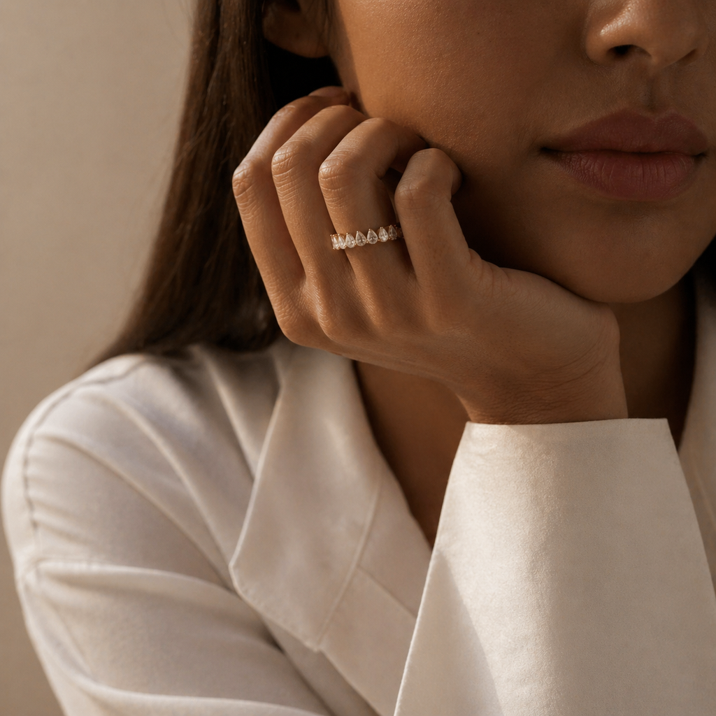 The Liora: Full-Eternity Pear-Cut Lab Diamond Ring