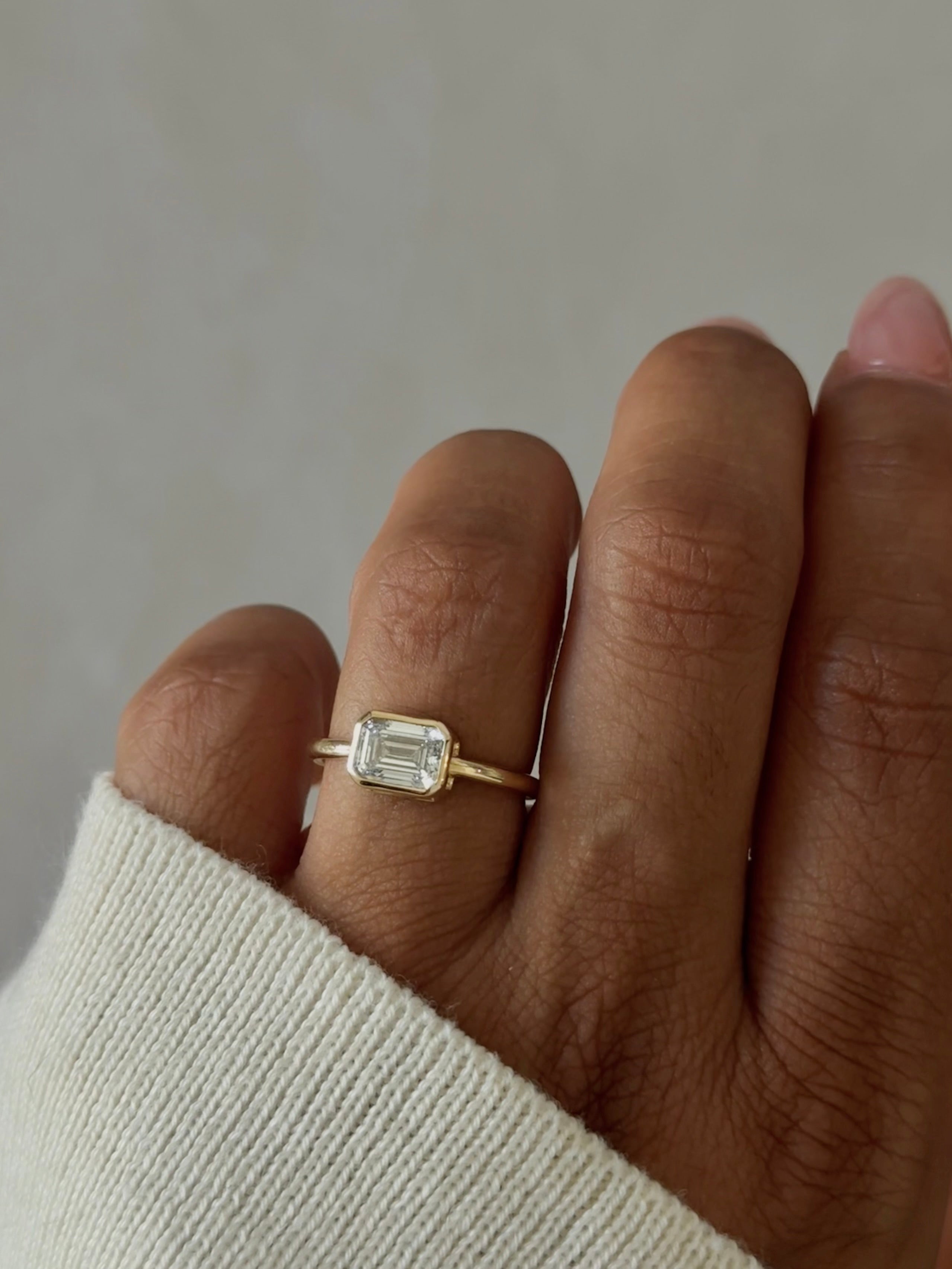 Sample—The Sloane: Emerald-Cut Full Bezel Lab Diamond Ring