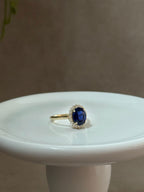 Lady Diana Inspired Lab Sapphire and Lab Diamond Halo Ring