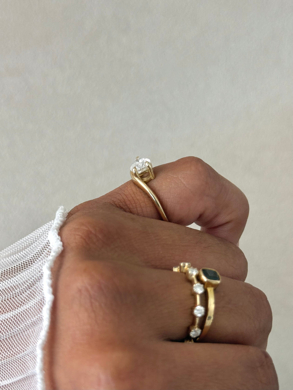 The Cove: 1CT Pear-Cut Lab Diamond Wavy Ring