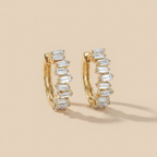 Baguette Lab Diamond Huggie Earrings