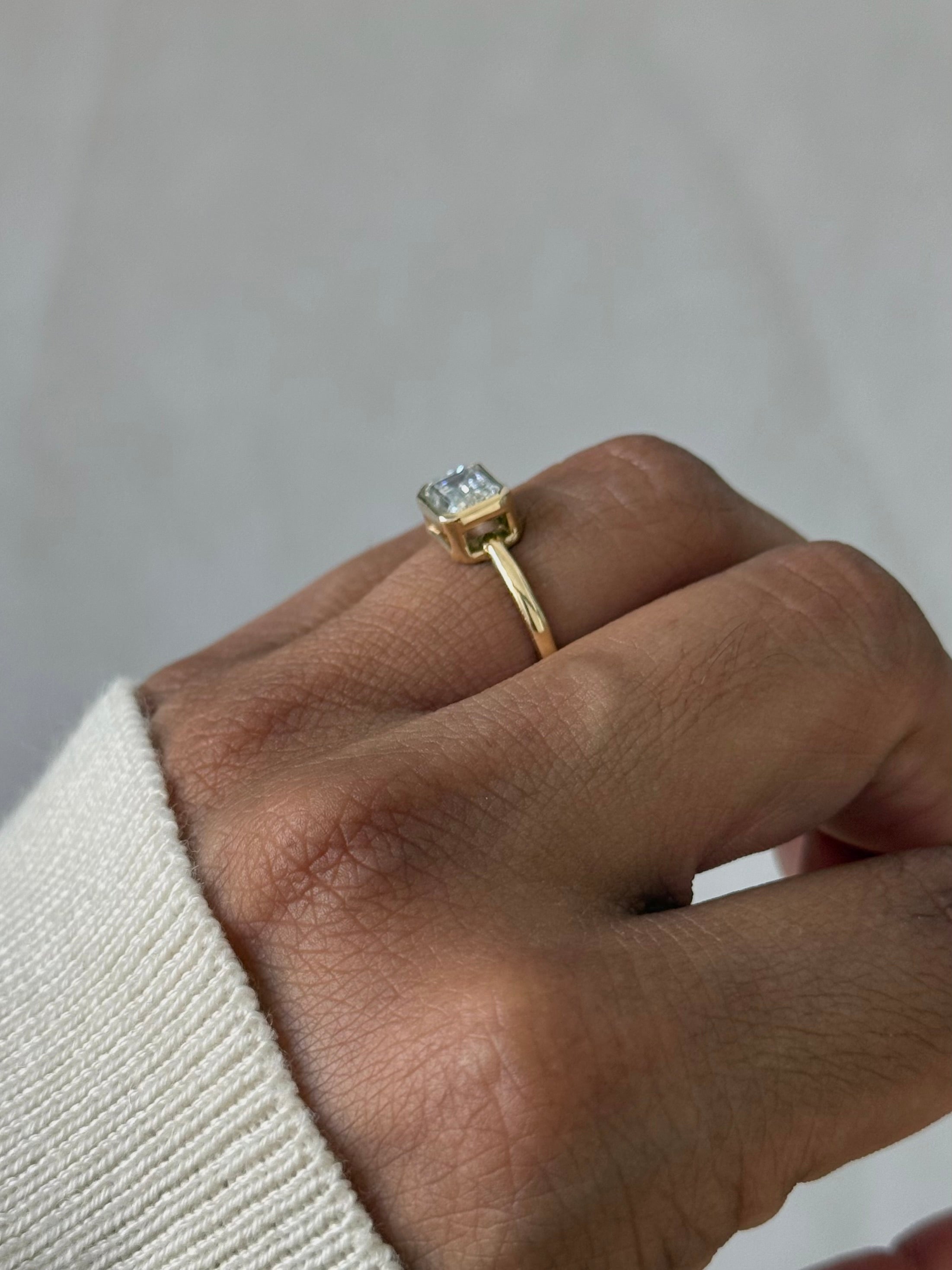 The Sloane: Emerald-Cut Full Bezel Lab Diamond Ring