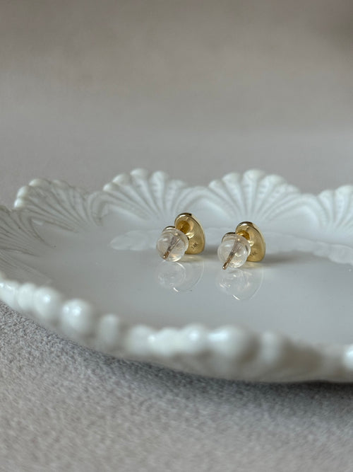 Enamel Heart Natural Diamond Stud Earrings: 14k Gold