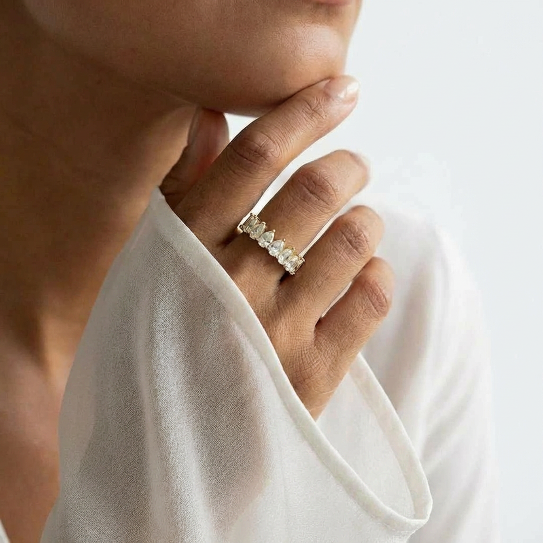 The Liora: Full-Eternity Pear-Cut Lab Diamond Ring