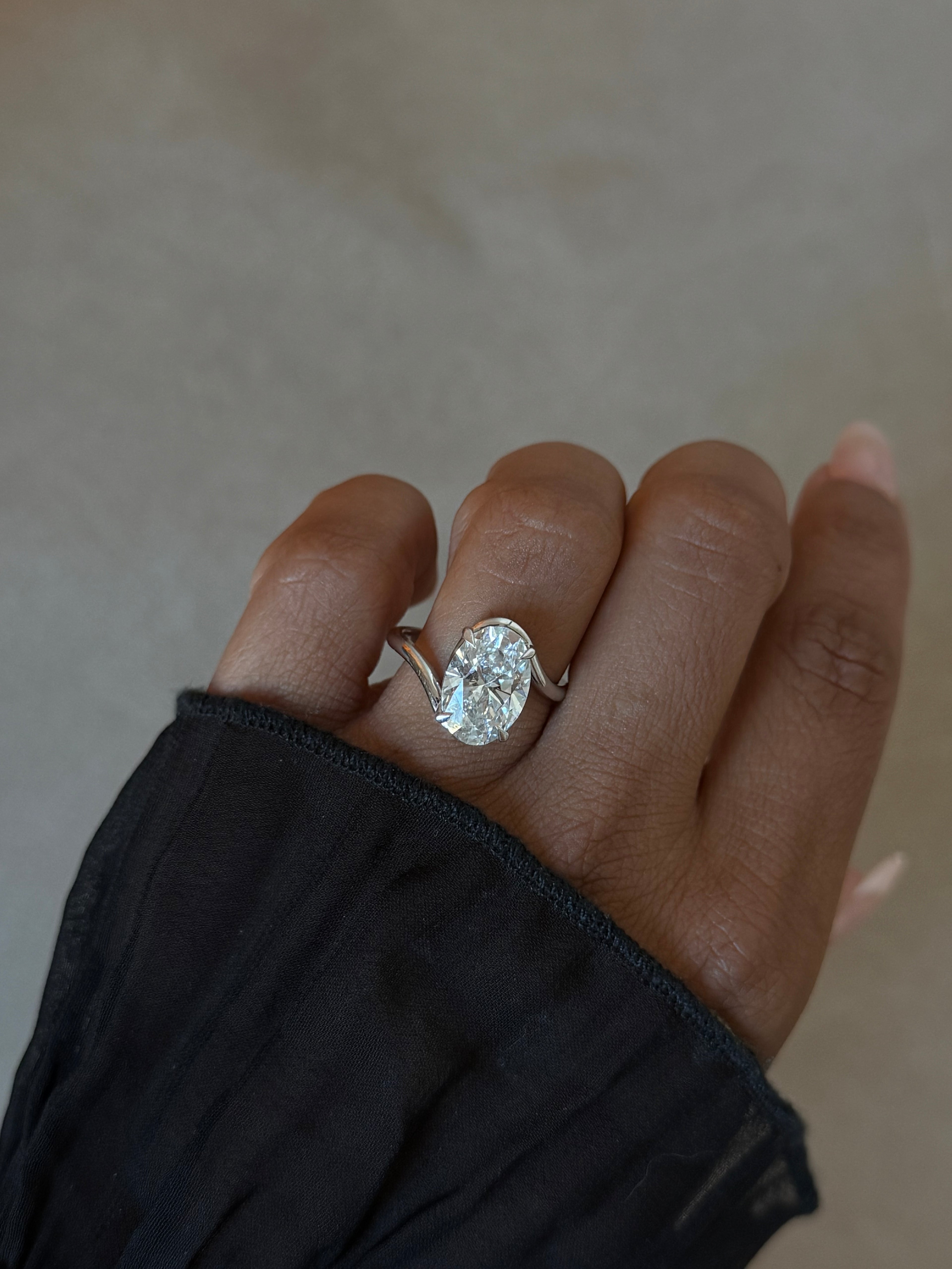The Elara Bypass Ring: Oval Lab Diamond Bypass Engagement Ring