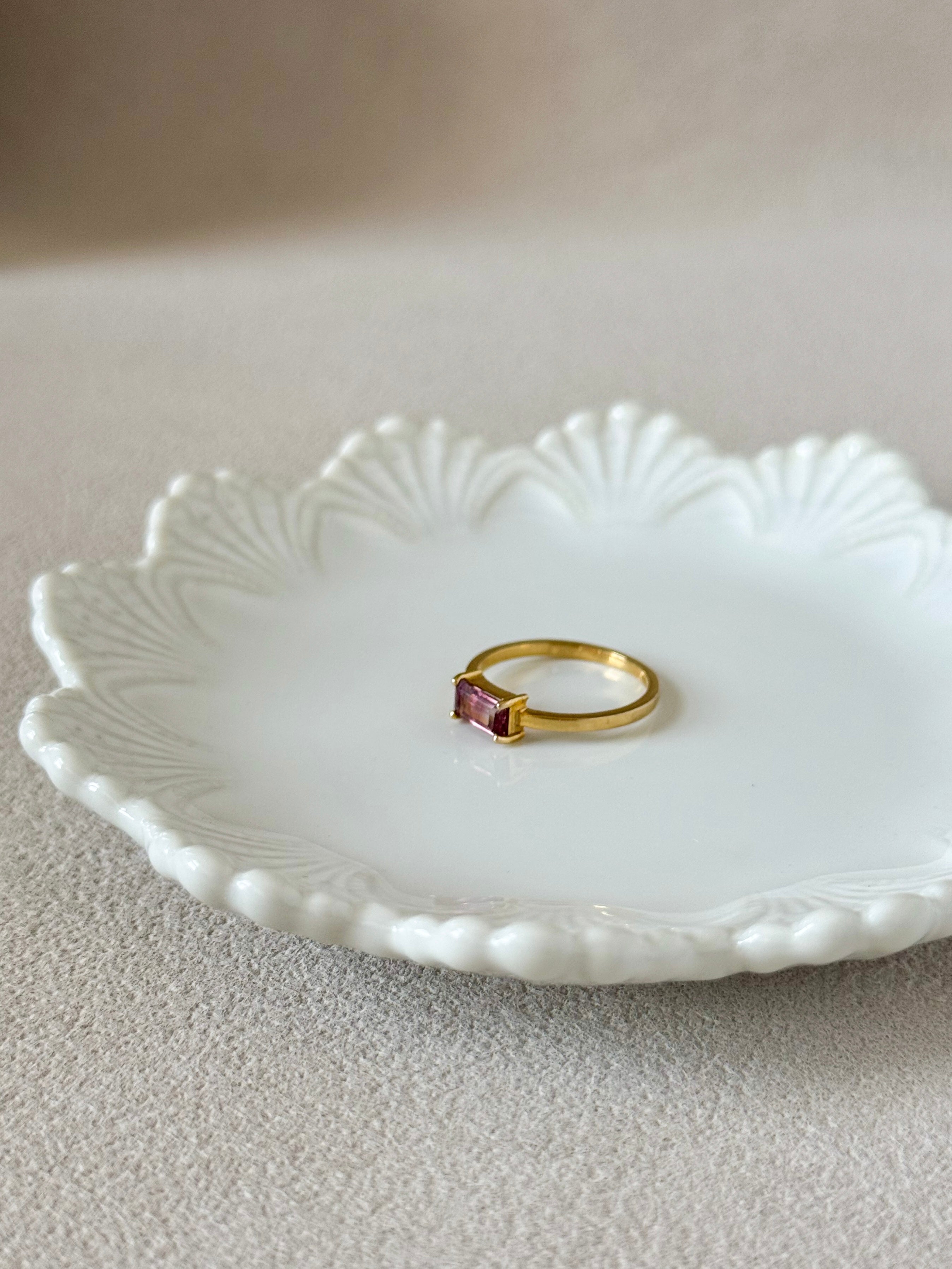 Natural Pink Tourmaline Baguette Ring