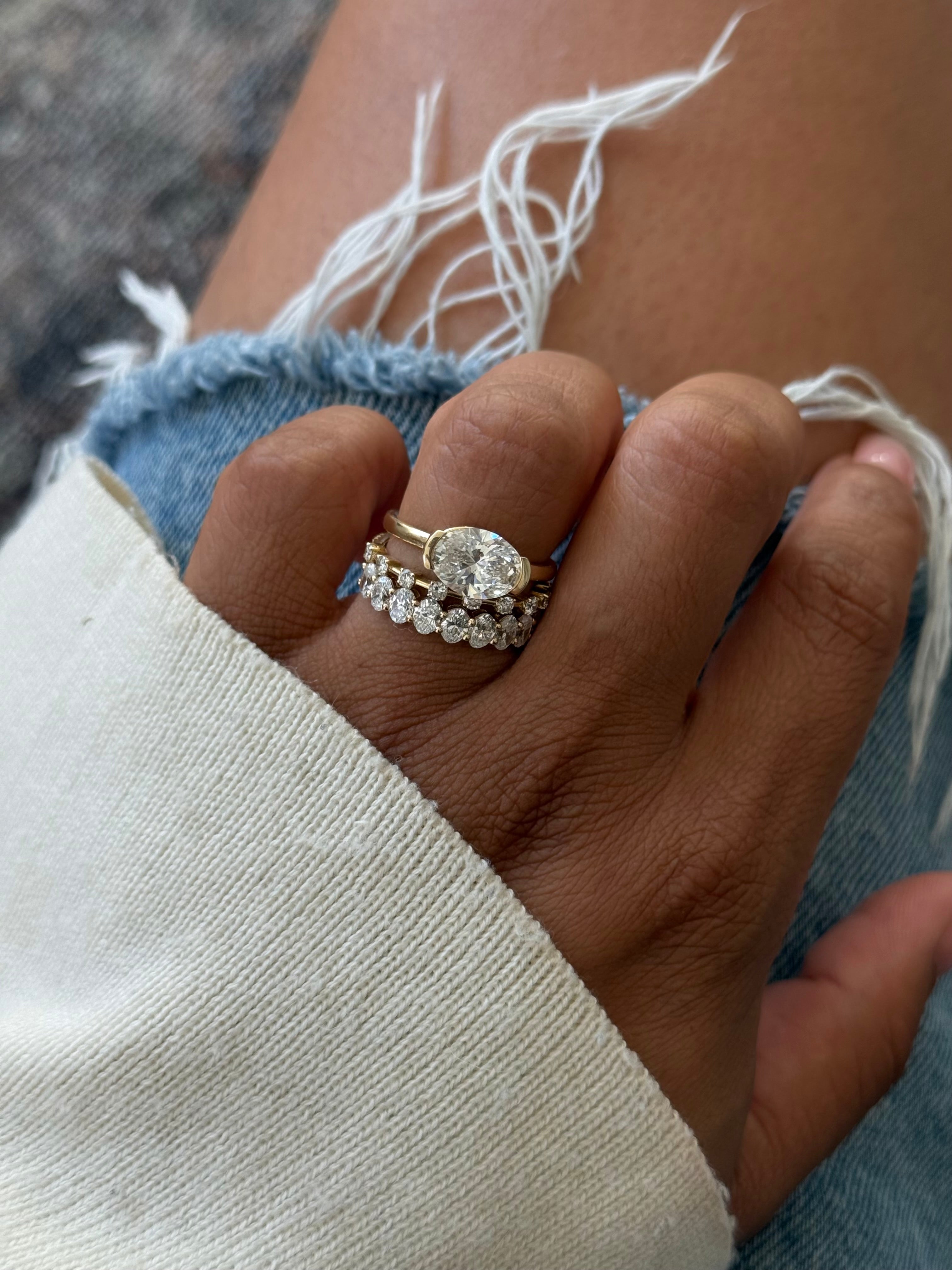 Sample—The Naomi: East-West Half Bezel Oval-Cut Lab Diamond Solitaire Ring