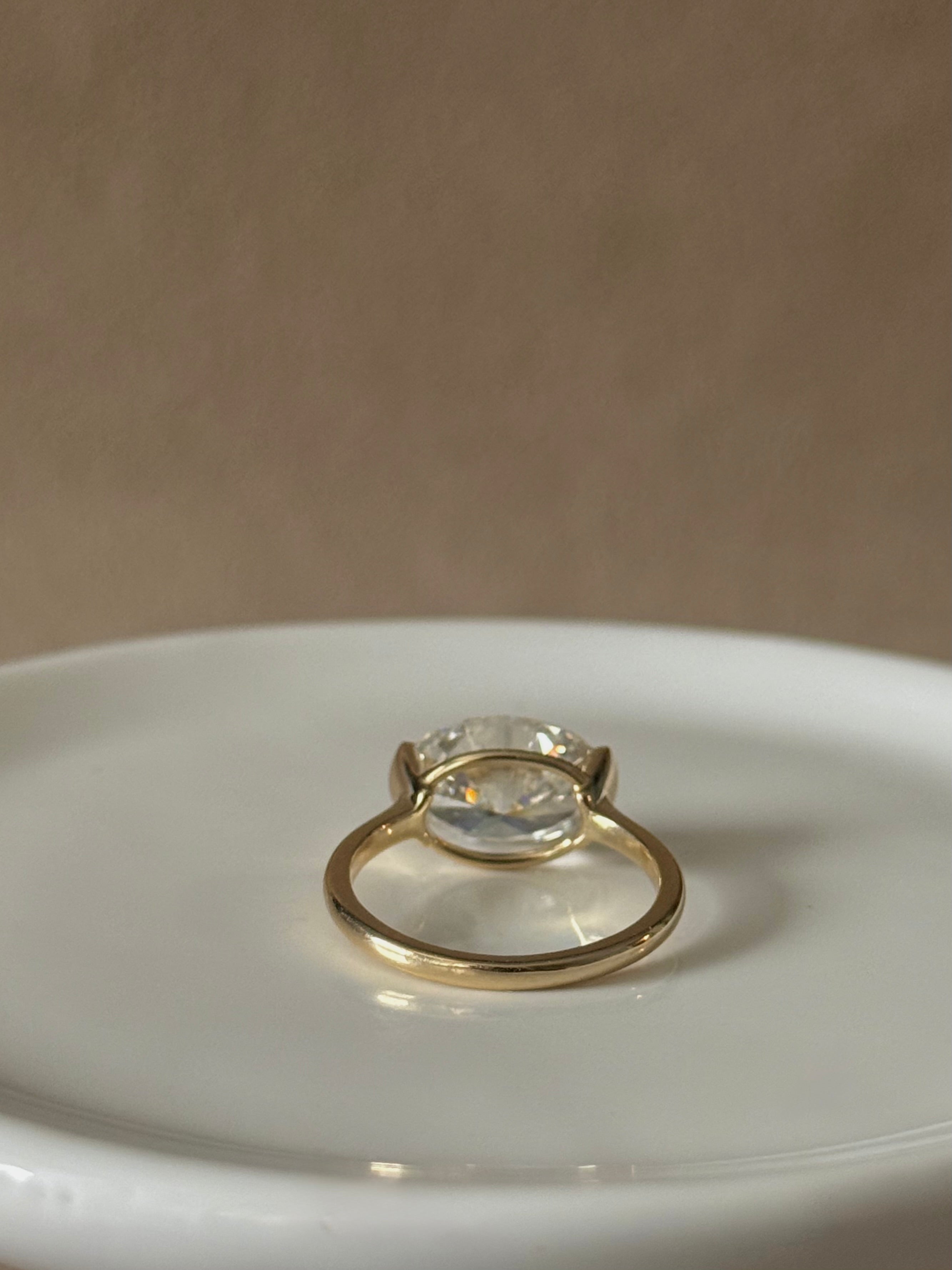 Sample—The Naomi: East-West Half Bezel Oval-Cut Lab Diamond Solitaire Ring