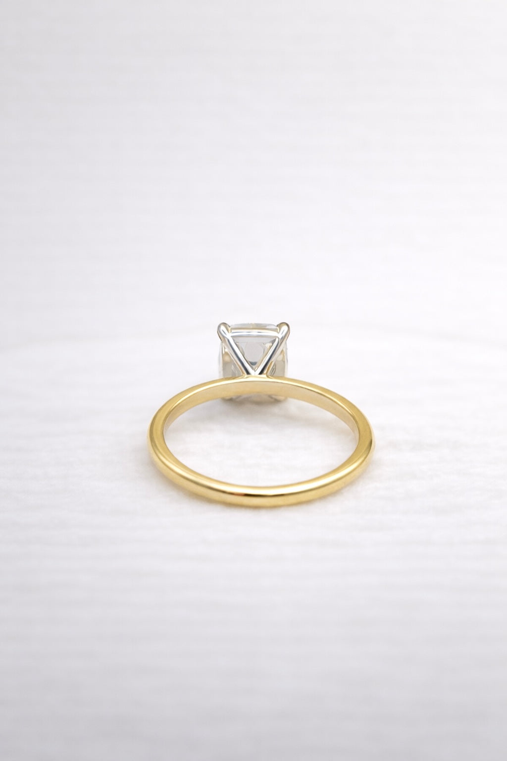 2.5CT Antique Cushion Cut Lab Diamond Two-Tone Solitaire Ring