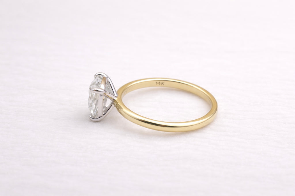 2.5CT Antique Cushion Cut Lab Diamond Two-Tone Solitaire Ring