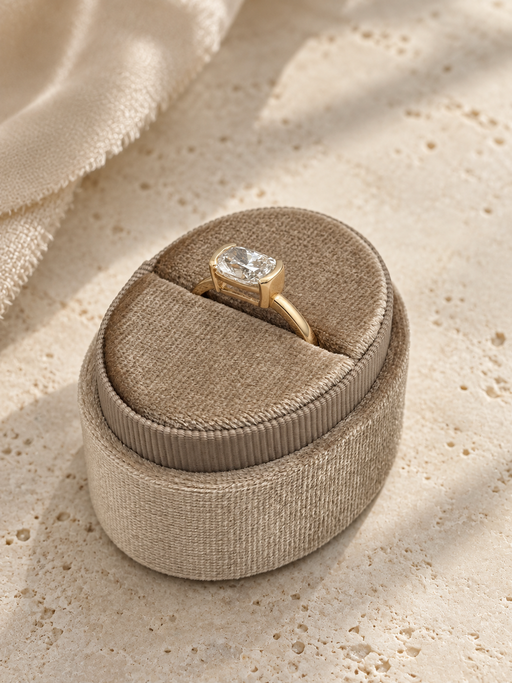 The Solene: Elongated Cushion-Cut, Half-Bezel Ring