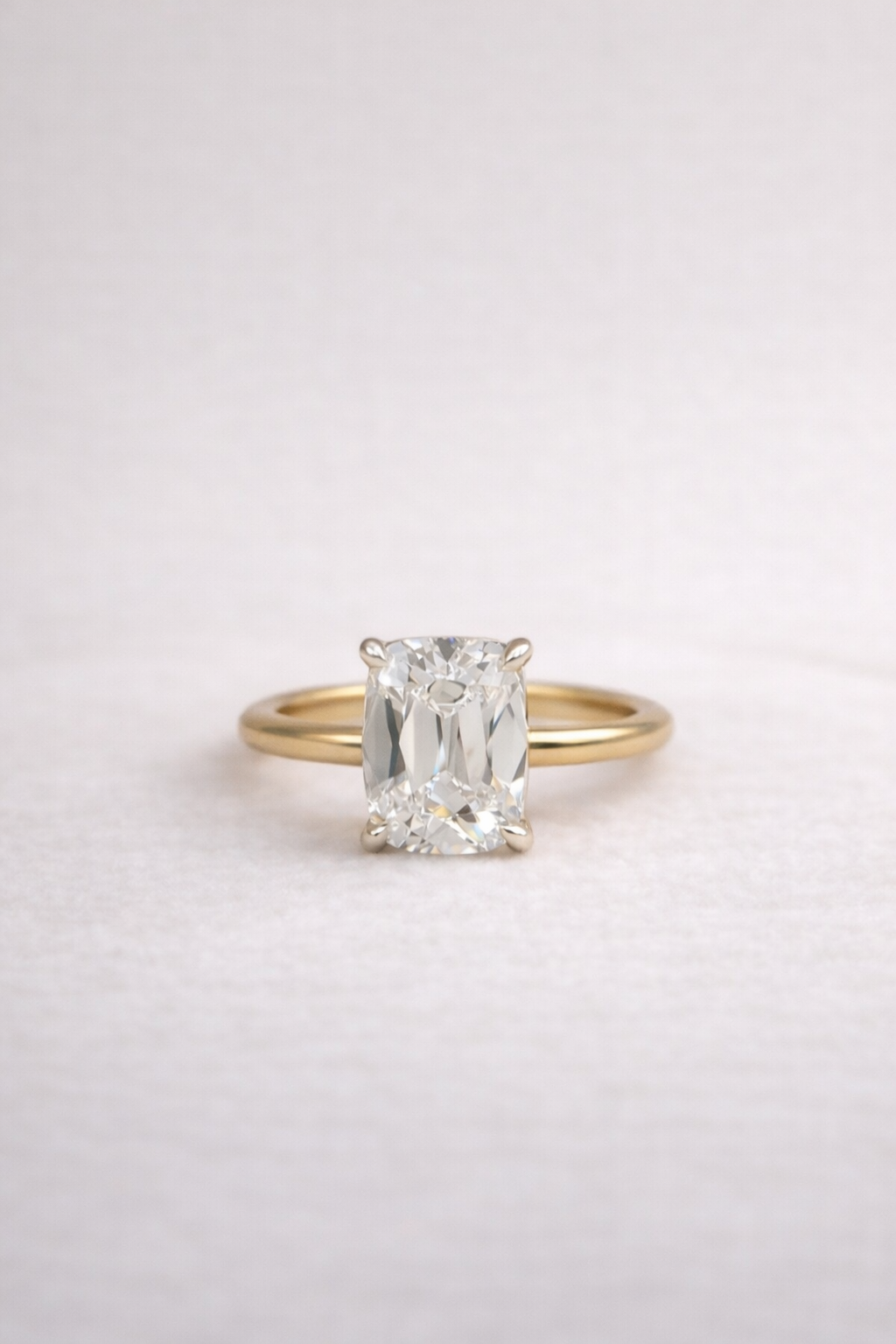 2.5CT Antique Cushion Cut Lab Diamond Two-Tone Solitaire Ring