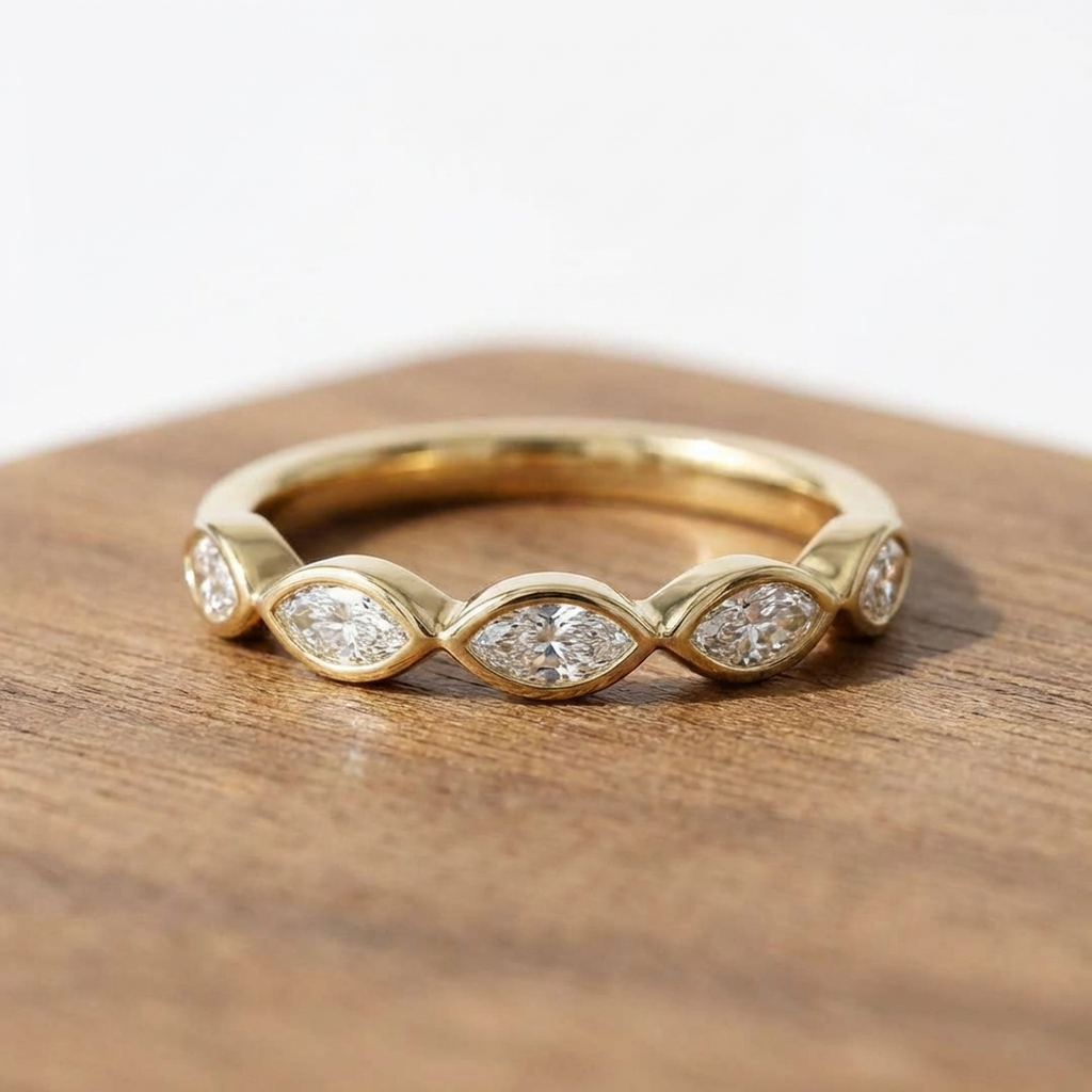 The Mira: Marquise Lab Diamond Bezel Band