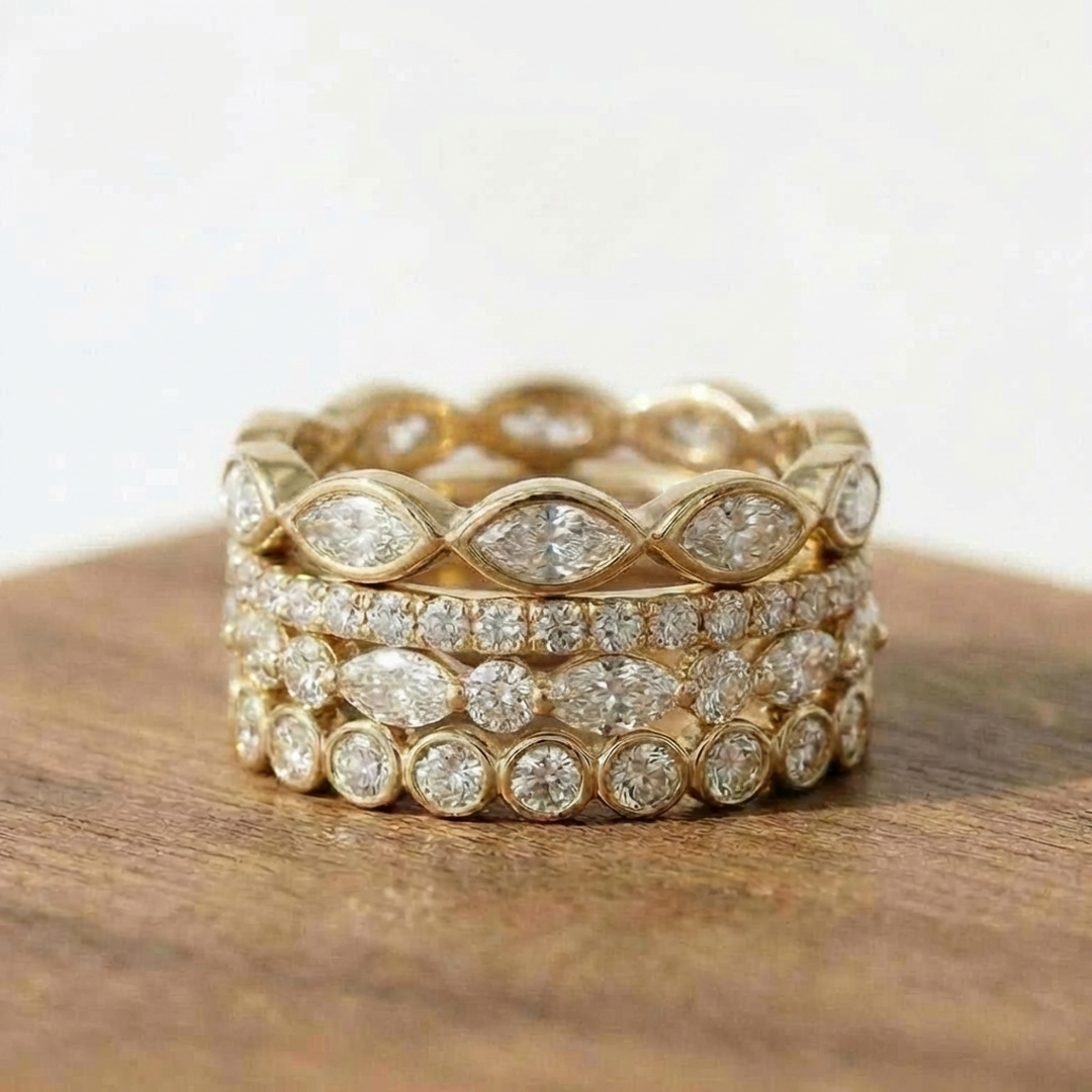 The Mira: Marquise Lab Diamond Bezel Band