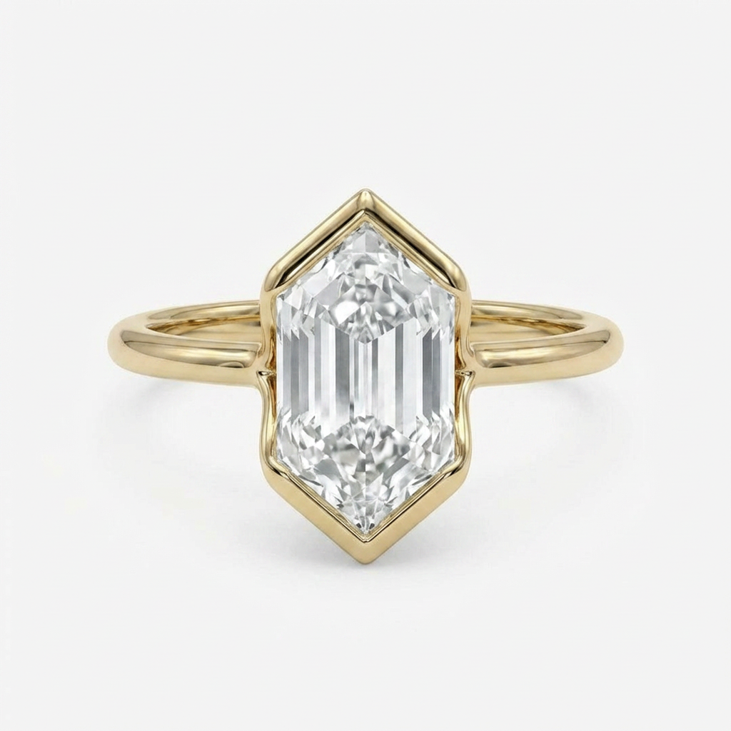 The Harlow: Half-Bezel Hexagon-Cut Lab Diamond Ring