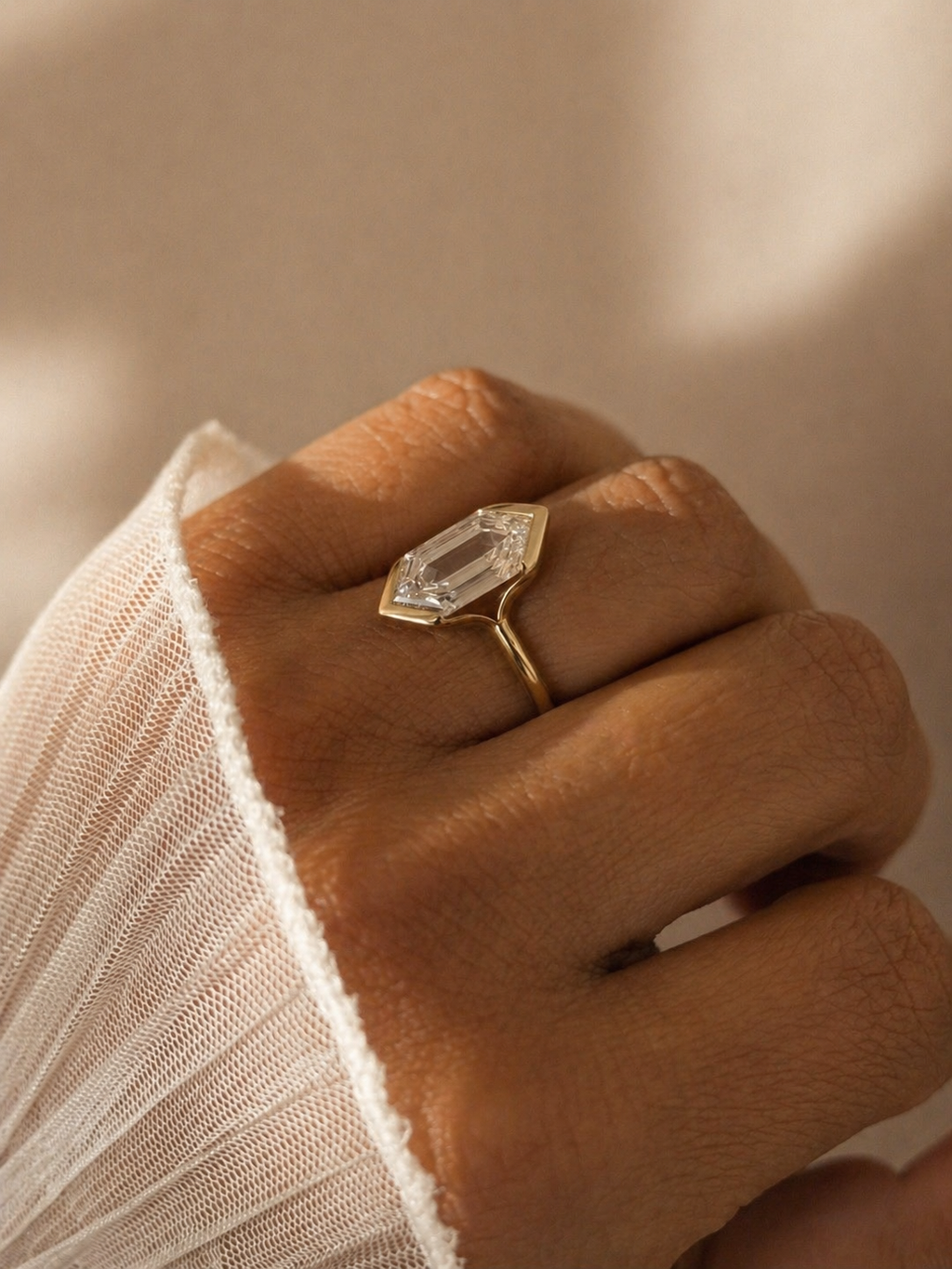 The Harlow: Half-Bezel Hexagon-Cut Lab Diamond Ring