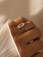 The Harlow: Half-Bezel Hexagon-Cut Lab Diamond Ring