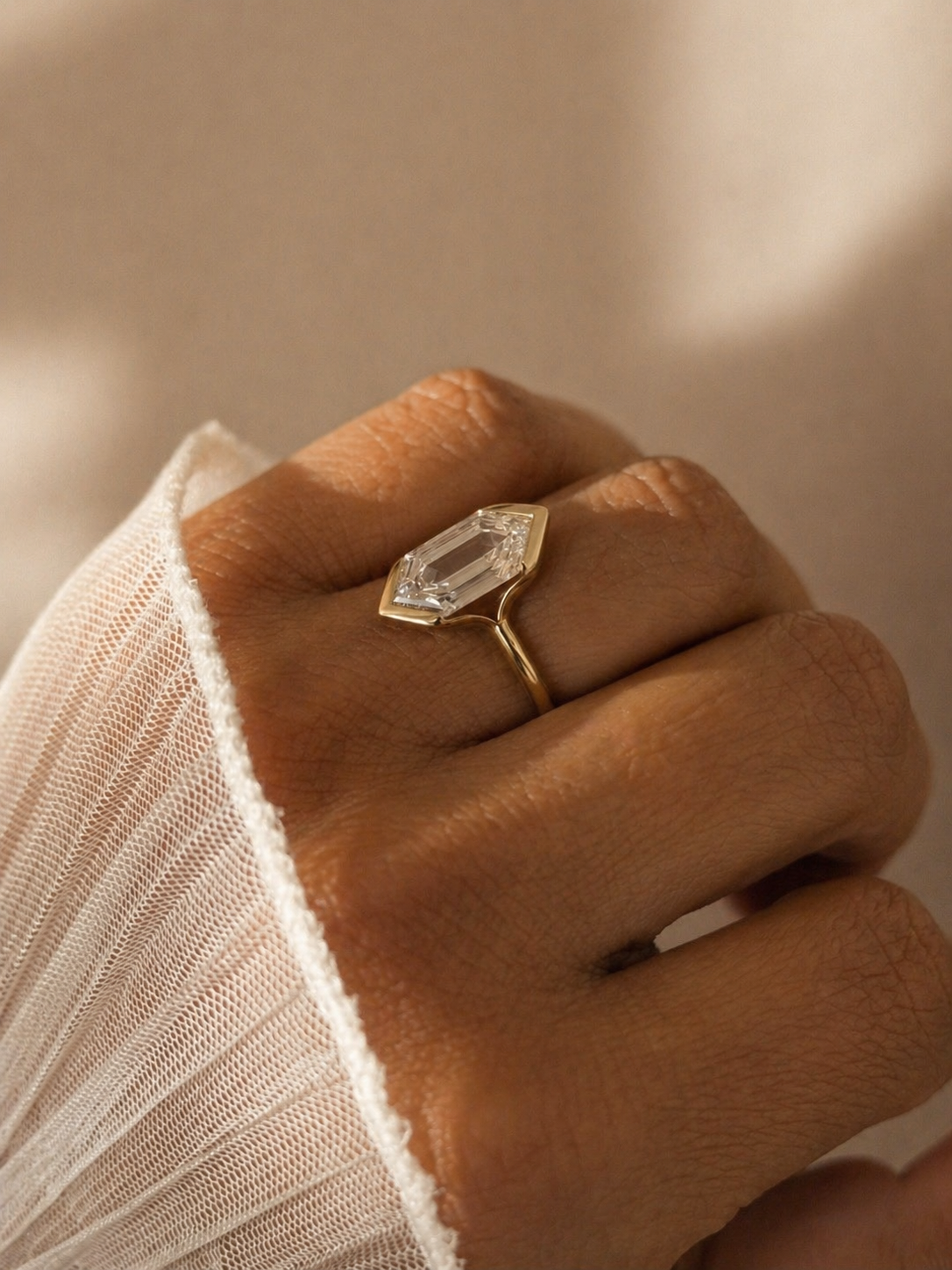 The Harlow: Half-Bezel Hexagon-Cut Lab Diamond Ring