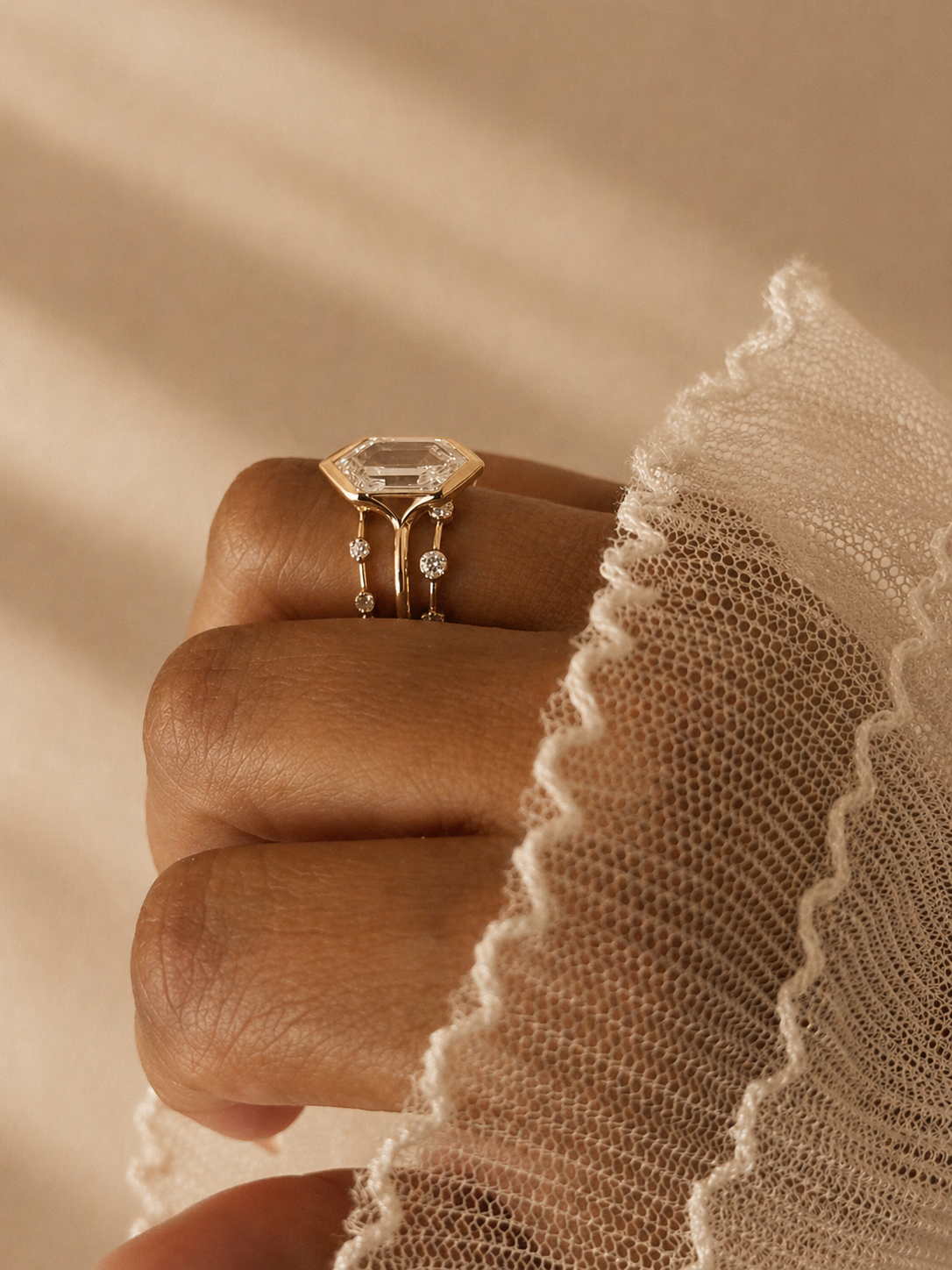 The Harlow: Half-Bezel Hexagon-Cut Lab Diamond Ring