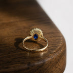 The Duchess: Lady Diana Inspired Lab Sapphire and Lab Diamond Halo Ring